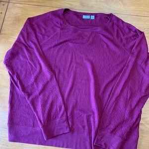 Women’s plus size waffle long sleeve top 26/28W Burgandy